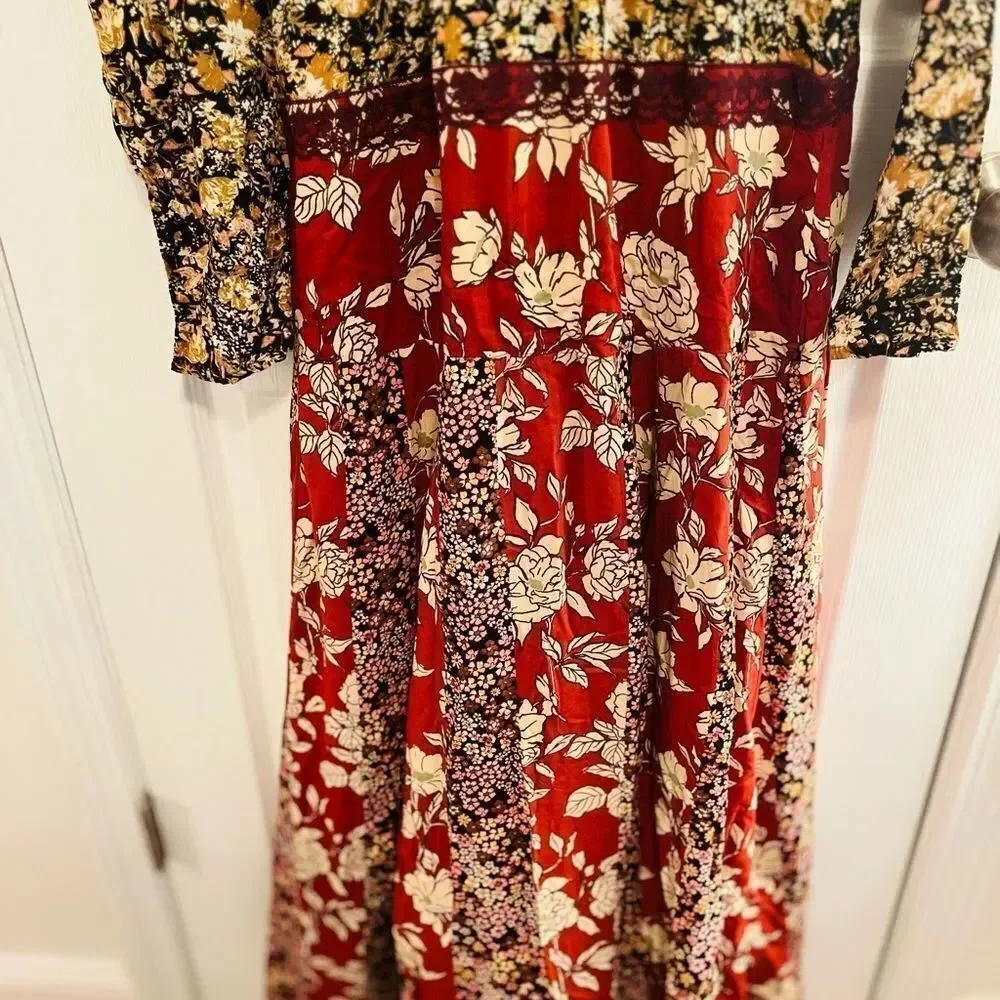 Free People Multicolor Floral Long Sleeve Dress NWOT